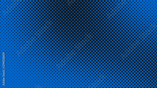 Navy blue and black pop art background with dots design, abstract vector illustration in retro comics style
