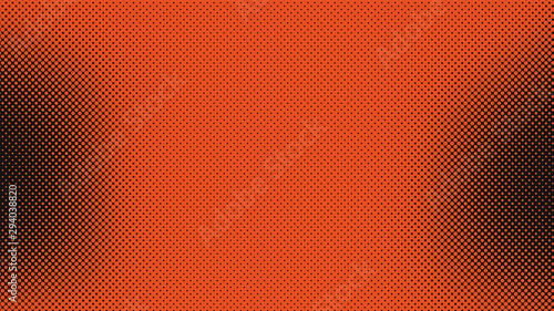 Orange and black pop art background with dots design, abstract vector illustration in retro comics style