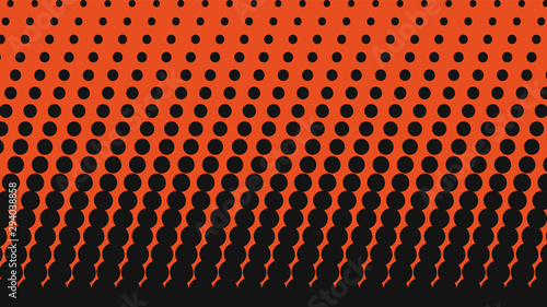 Orange and black pop art background in vitange comic style with halftone dots, vector illustration template for your design