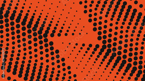 Orange and black pop art background in retro comic style with halftone dots design isolated