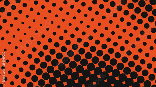 Orange and black dotted background in retro pop art comic style, vector illustration