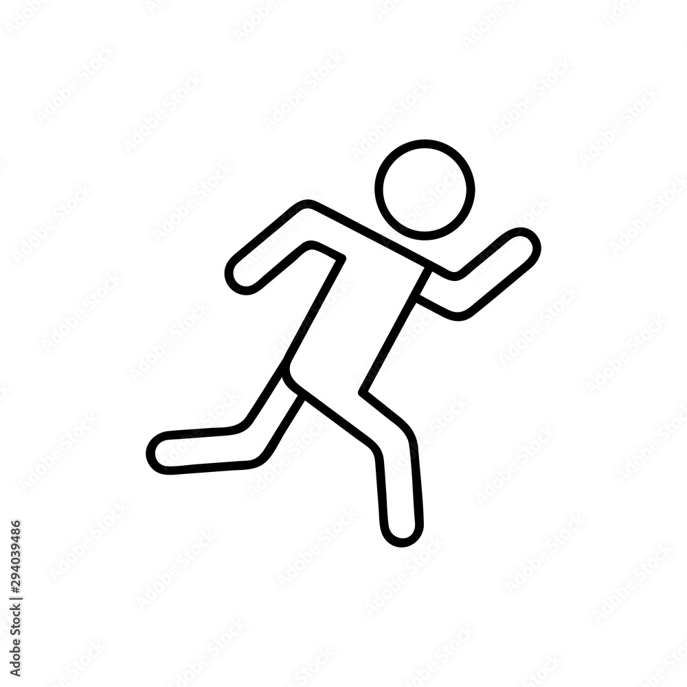 Running man icon vector silhouette on white background. Trendy Flat style for graphic design, Web site, UI. EPS