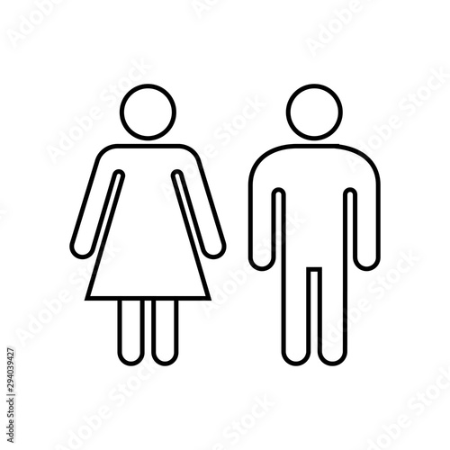 Male and female icon thin line for web and mobile, modern minimalistic flat design. Vector dark grey icon on white background.