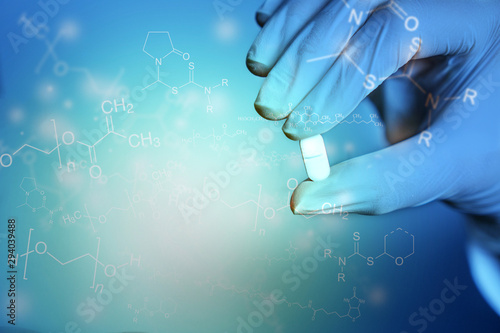 Принти на полотні Biochemistry biomedicine concept background with Polyethylene glycol formulas