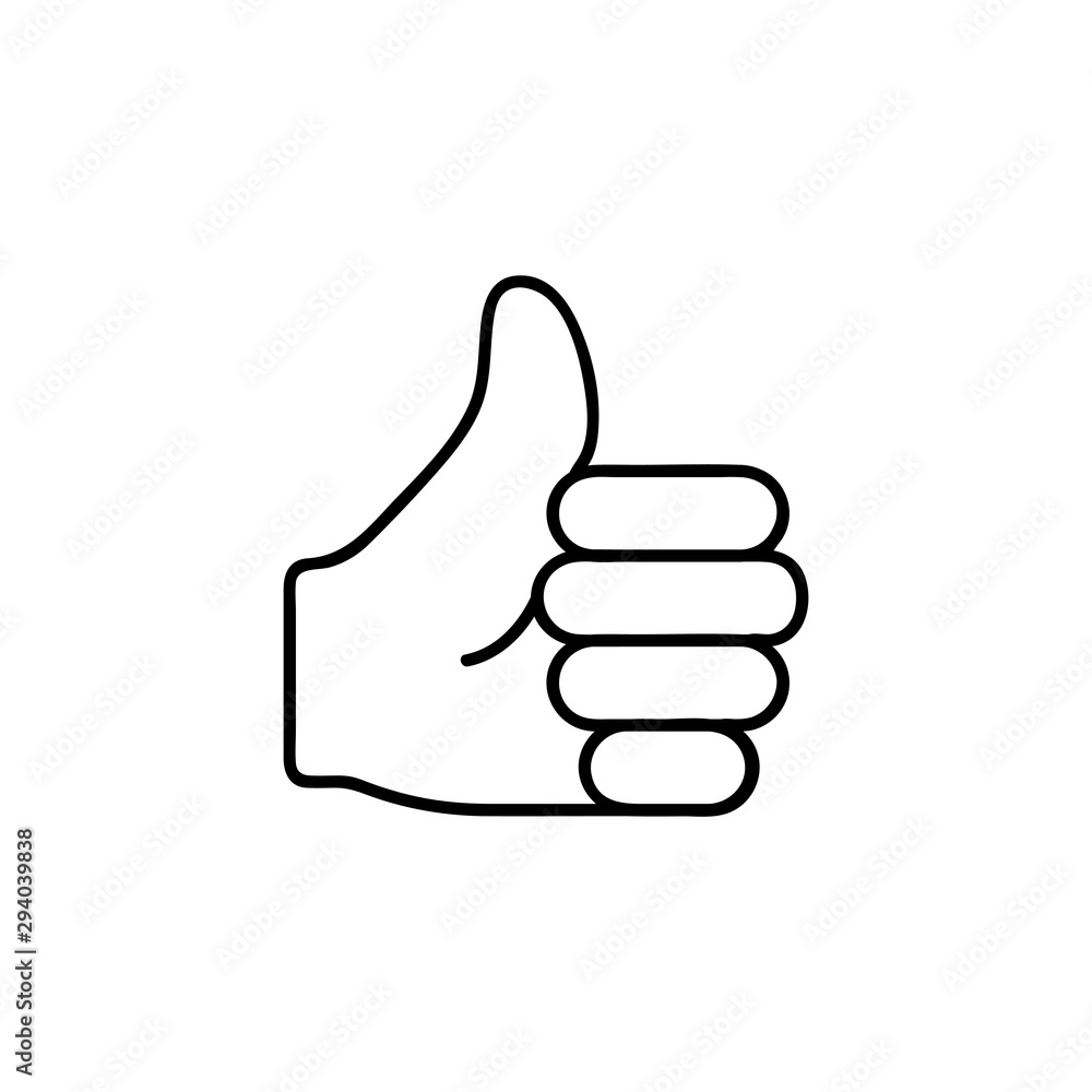Thumbs up icon flat graphic design. The thin contour lines. Thumbs up icon flat graphic design. The thin contour lines.