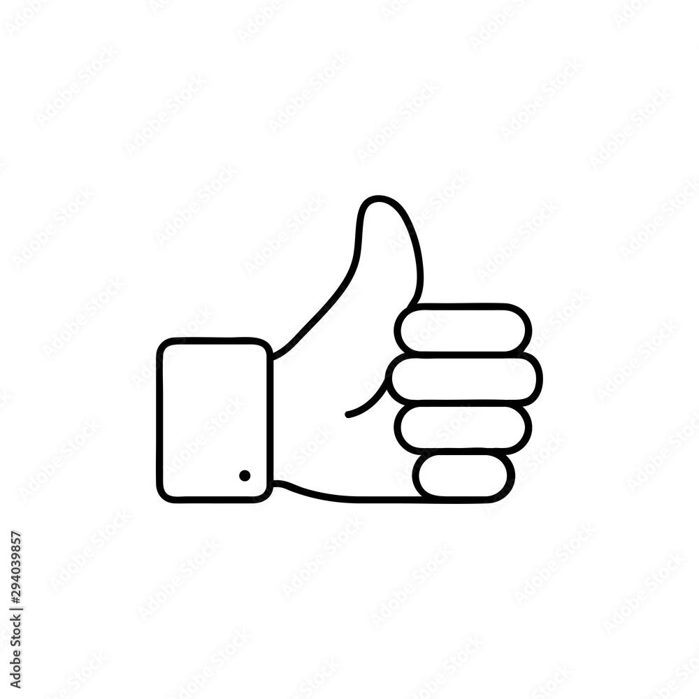 Thumbs up icon flat graphic design. The thin contour lines. Thumbs up icon flat graphic design. The thin contour lines.