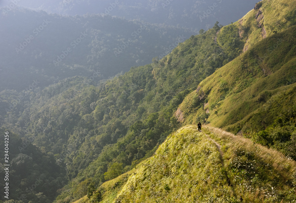The perfect trekking country of the steep hills around Reiek in Mizoram in Northeast India.