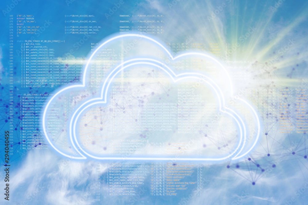 cloud data information storage concept, new technology against sky cloud data information storage concept, new technology against sky