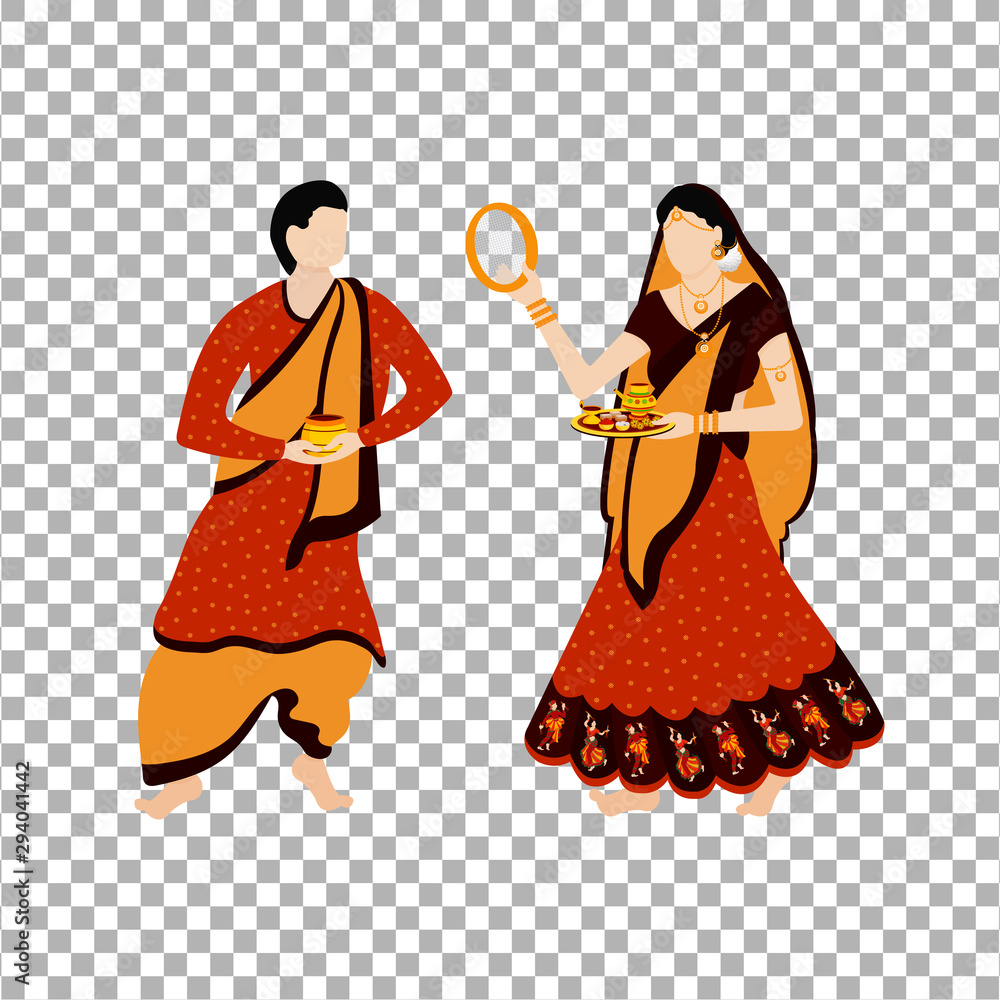 married Man women charachter illustration for Karwa Chauth celebration in India. Festival for marriage couple, indian women fast for her husbands. Png bg married Man women charachter illustration for Karwa Chauth celebration in India. Festival for marriage couple, indian women fast for her husbands. Png bg