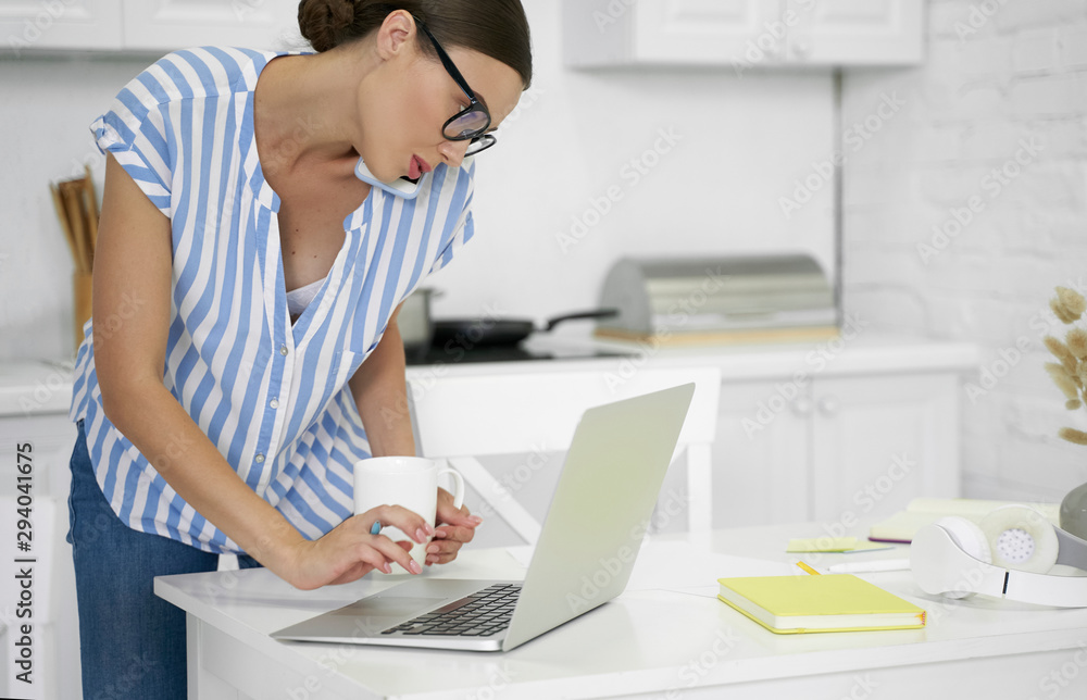 Obraz premium Dealing with business questions at home stock photo