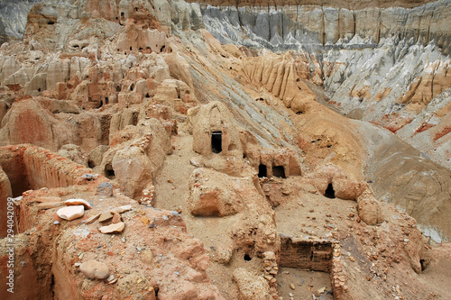 Kyunglung (Khyunglung, Qulong or Tagzig Olmo Lung Rin) was the capital city of the ancient kingdom of Zhangzhung and perhaps prototype of legendary Shambhala. Satlej valley, Tibet, China, Asia. photo