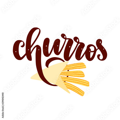Lettering  with churros sticks in paper bag.