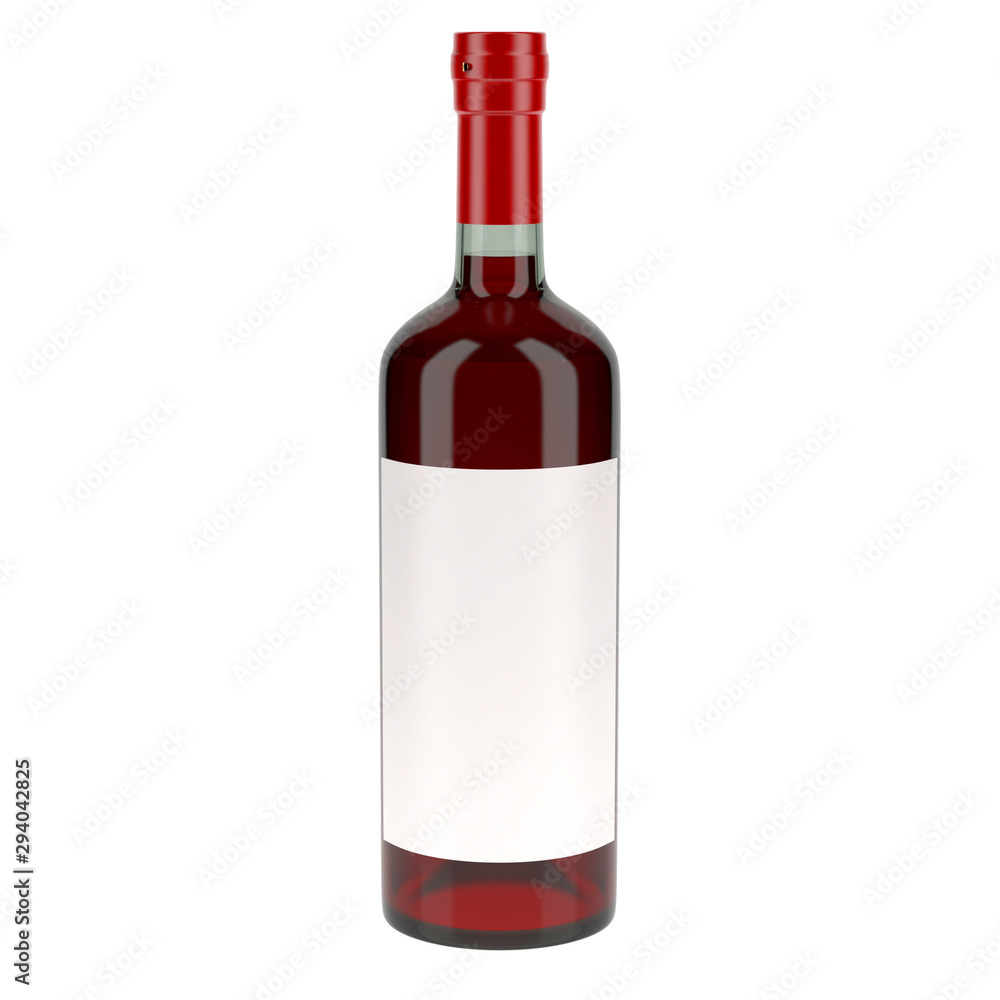 Red wine bottle with blank label