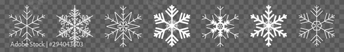 Snowflake Icon White | Snowflakes | Ice Crystal Winter Symbol | Christmas Logo | Xmas Sign | Isolated Transparent | Variations photo