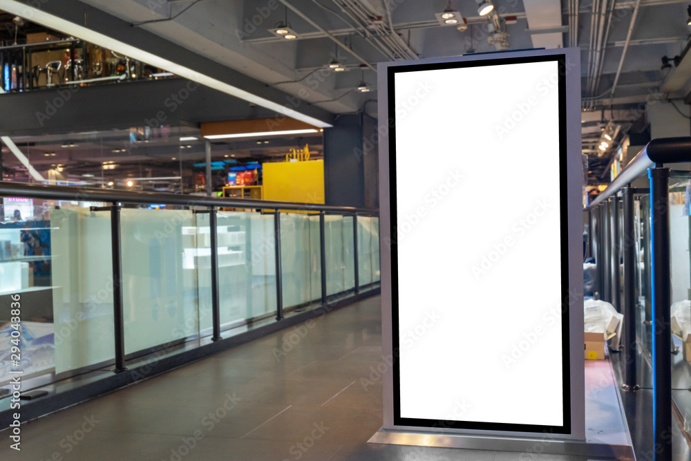 blank white screen, digital billboard or advertising light box for your text message or media content in modern department store shopping mall, advertisement, commercial and social marketing concept blank white screen, digital billboard or advertising light box for your text message or media content in modern department store shopping mall, advertisement, commercial and social marketing concept
