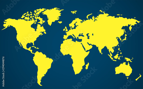 World map vector abstract illustration isolated on blue background