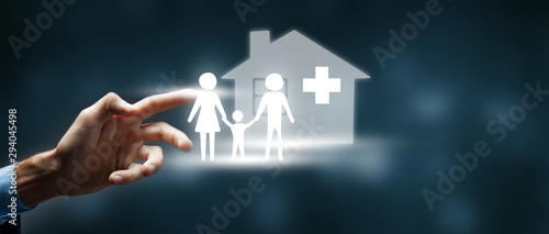 Family care and protection insurance concept