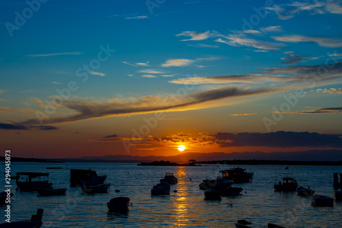 Beautiful sunset view and vivid colors in Waterfront Ildiri, Cesme, Izmir - TURKEY