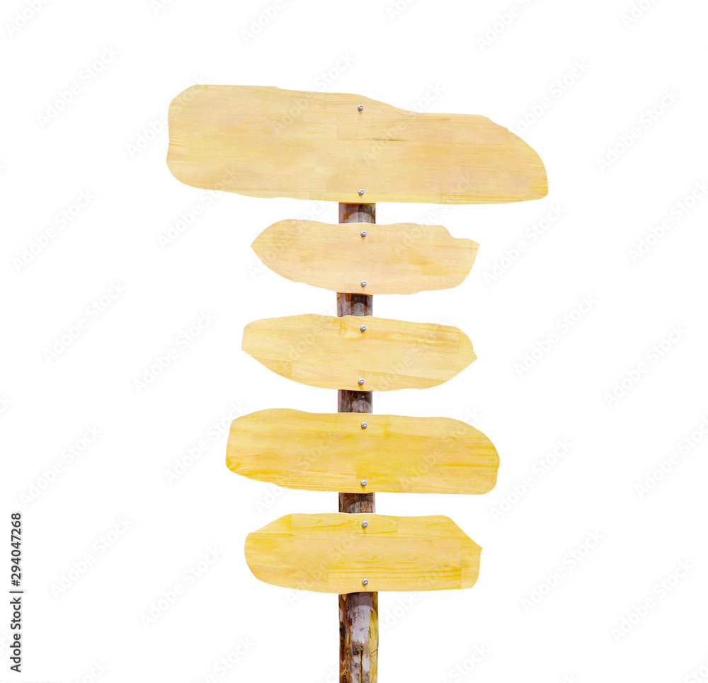 Empty wooden sign board isolated on white background with select object clipping path Empty wooden sign board isolated on white background with select object clipping path