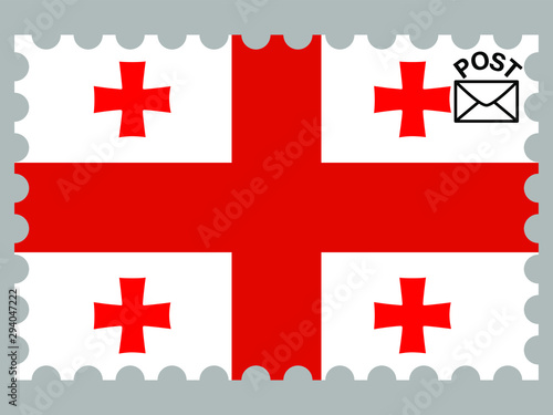 Georgia national flag with inside postage stamp isolated on background. original colors and proportion. Vector illustration, from countries flag set