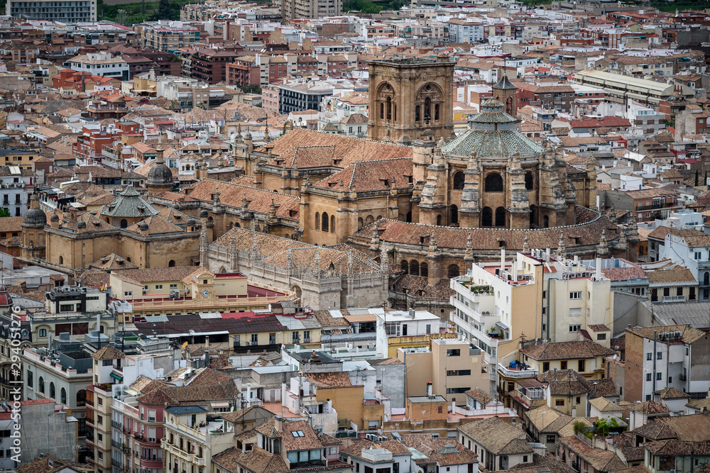cathedral of granada, aerial view of the cathedarl of granada. spain, anadalusia cathedral of granada, aerial view of the cathedarl of granada. spain, anadalusia
