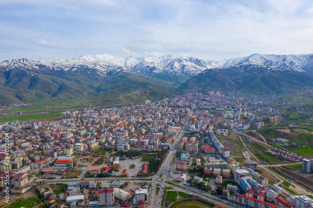 Aerial view of the city named Mus in Turkey.