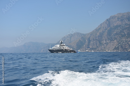 Superyacht on the Mediterranean  Amalfi Coast Positano Italy