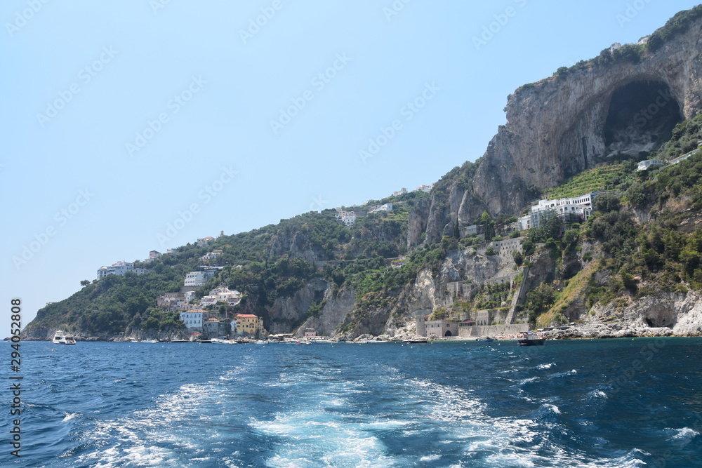 View of the coast of positano amalfi coast italy