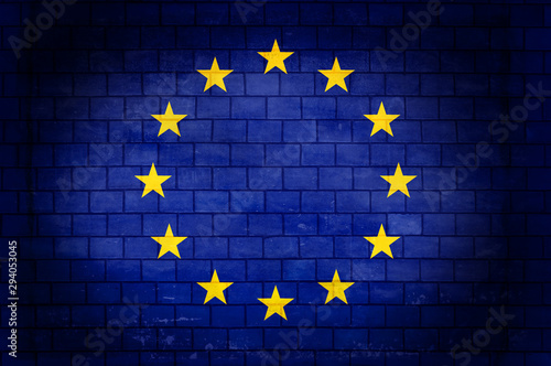 European Union flag painted on the wall