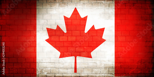 Canadian flag painted on the wall