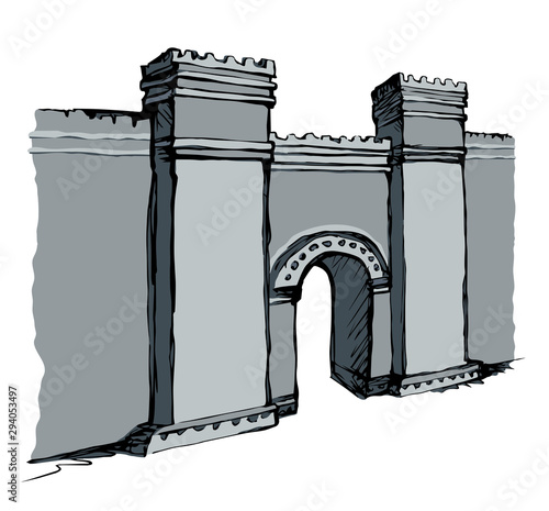Babylonian Gate. Vector drawing scene