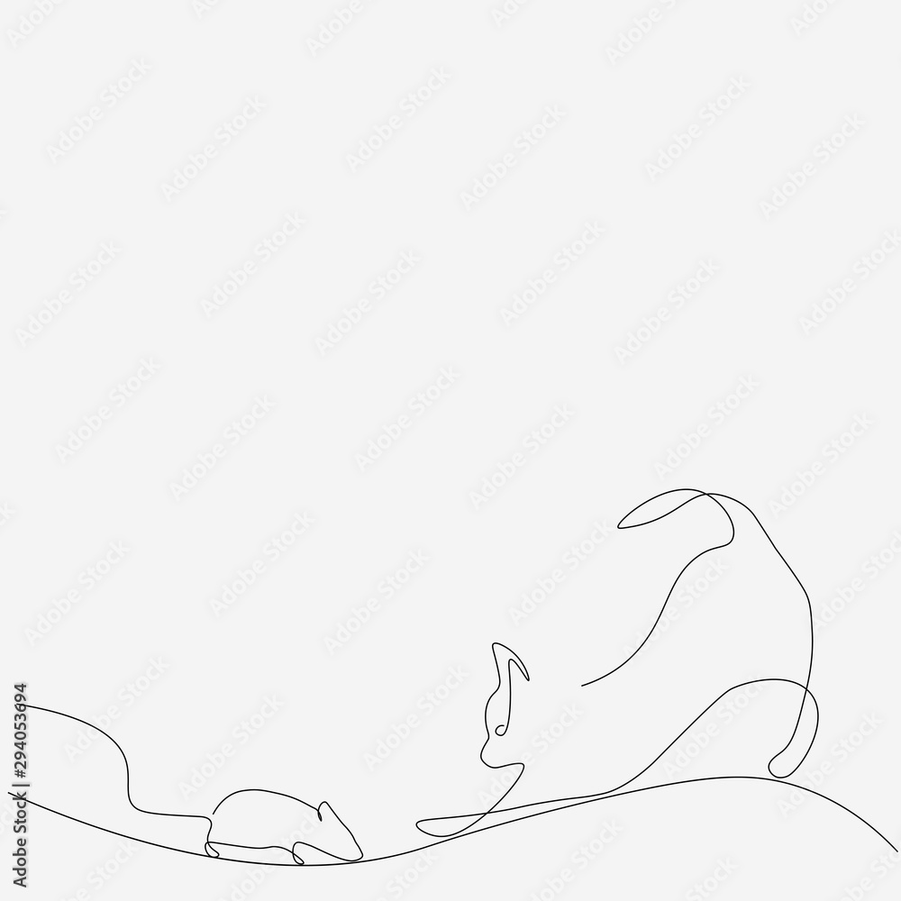 Cat play mouse, animal print vector illustration Cat play mouse, animal print vector illustration