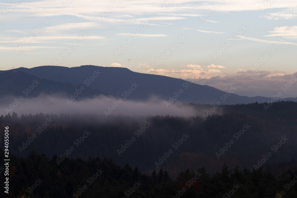 landscape view of Black Forest, autumn, Germany, sunset landscape view of Black Forest, autumn, Germany, sunset