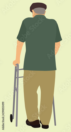 Old Man Using Walker