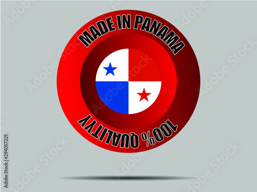 Free Download Panama National flag inside Big red made in button. Original color and proportion. vector illustration, from world countries set. Isolated on gray background - GFXLoad