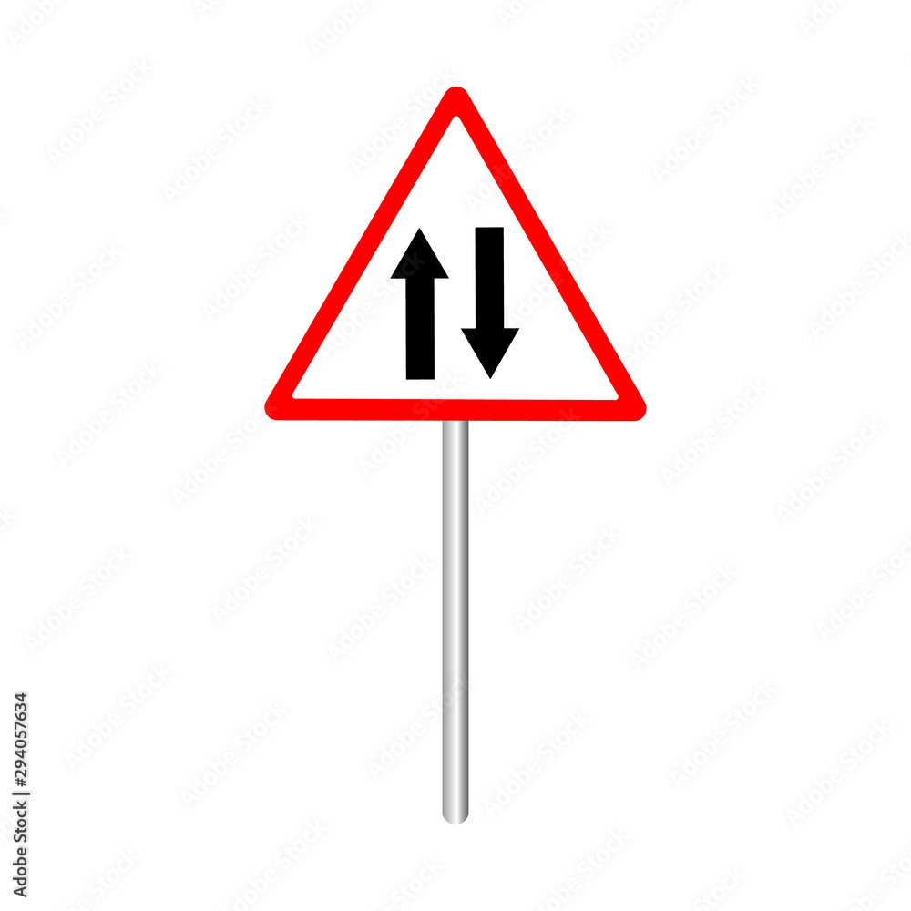 Vector illustration road sign attention two-way traffic