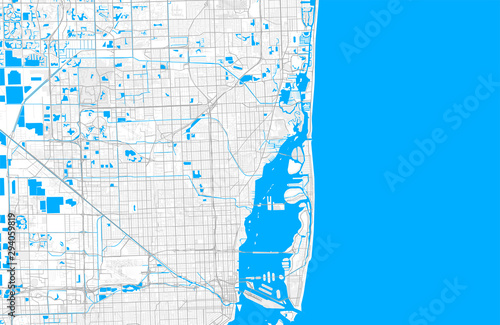 Rich detailed vector map of North Miami, Florida, USA