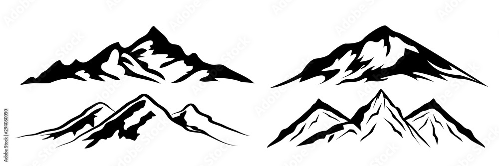 Naklejka Ustaw grzbiet górski z wieloma szczytami - wektor