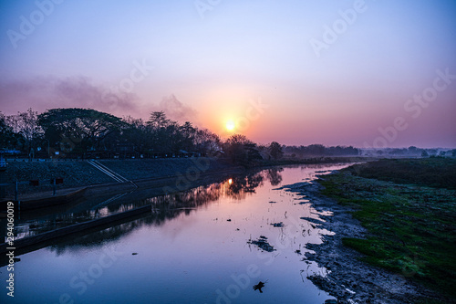 sunrise in colo resevoir surakrta central java indoneisia