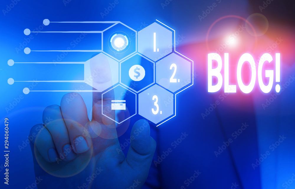 Writing note showing Blog. Business concept for regularly updated website or web page run by an individual or group Male wear formal suit presenting presentation smart device Writing note showing Blog. Business concept for regularly updated website or web page run by an individual or group Male wear formal suit presenting presentation smart device