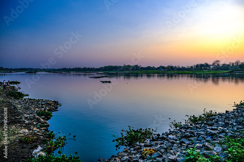 sunrise in cengklik reservoir central java indoneisa photo