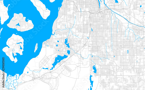 Rich detailed vector map of Lakewood, Washington, USA