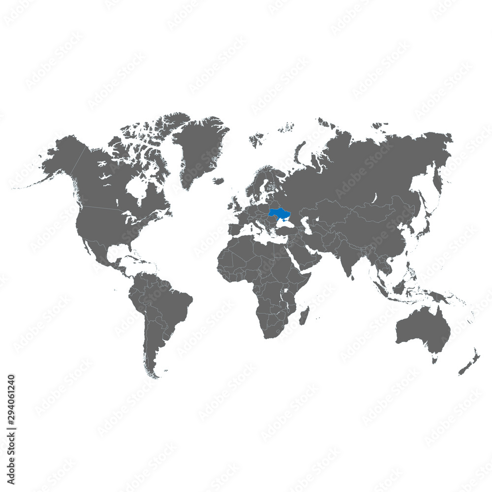 The map of Ukraina is highlighted in blue on the world map