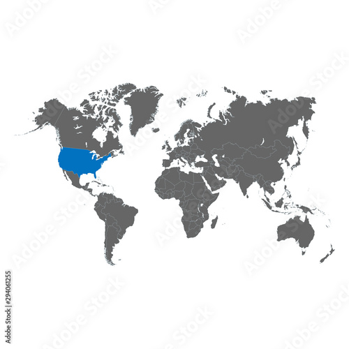 The map of USA is highlighted in blue on the world map