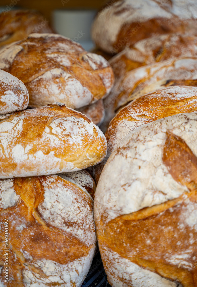 A stack of traditional baked bread 