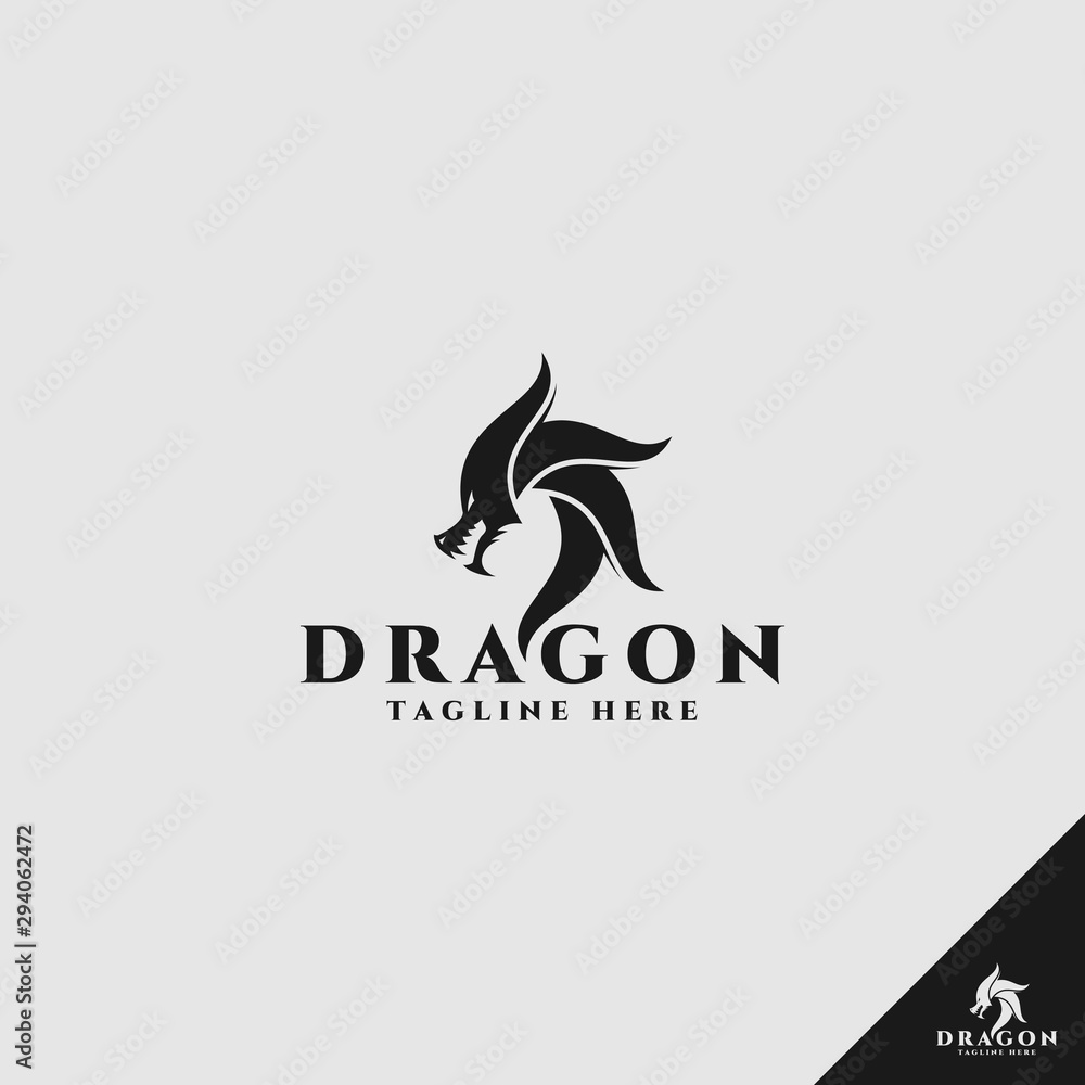 Naklejka premium Dragon Logo - Simple and stylish idea dragon logo