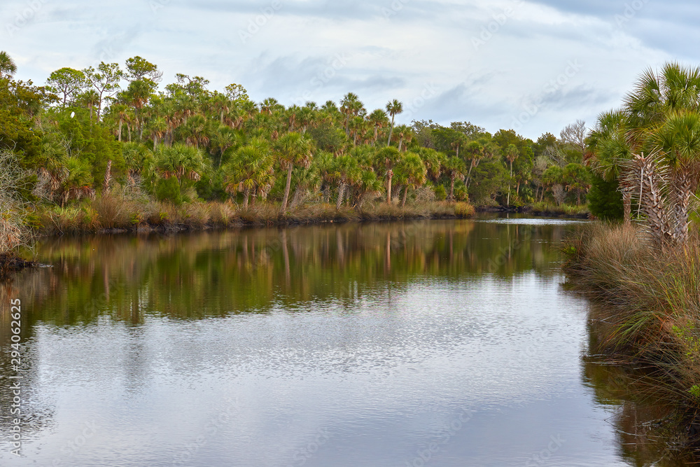 Fototapeta premium Scenic waterway at a county park near Weeki Wachee and Spring Hill in Hernando county, Florida