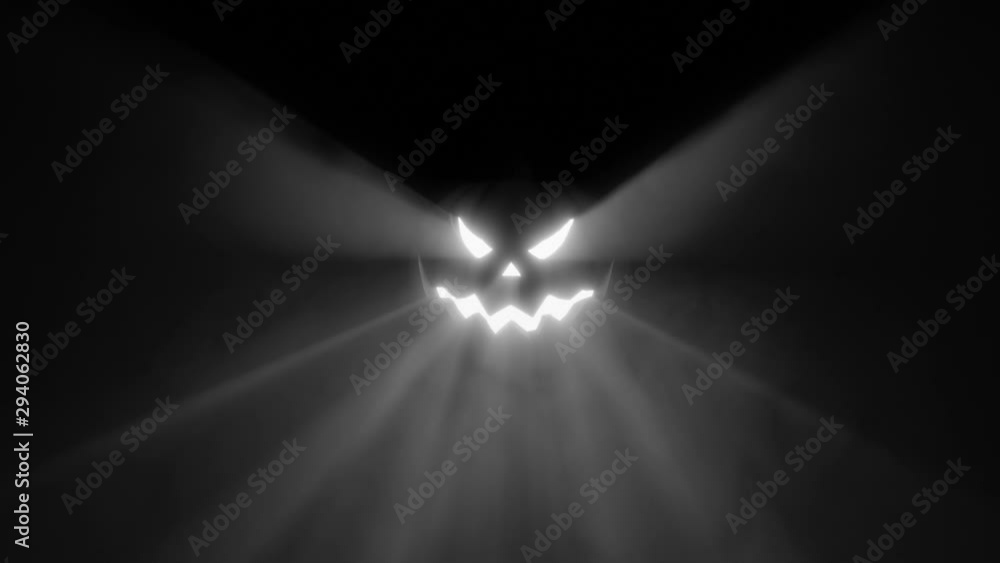 Pumpkin with head move and white volumetric foggy light animated on the beat, seamless loop halloween light show vj clip. Pumpkin with head move and white volumetric foggy light animated on the beat, seamless loop halloween light show vj clip.