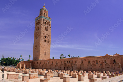 Koutoubia Mosque minaret in Marrakech Medina Quarter