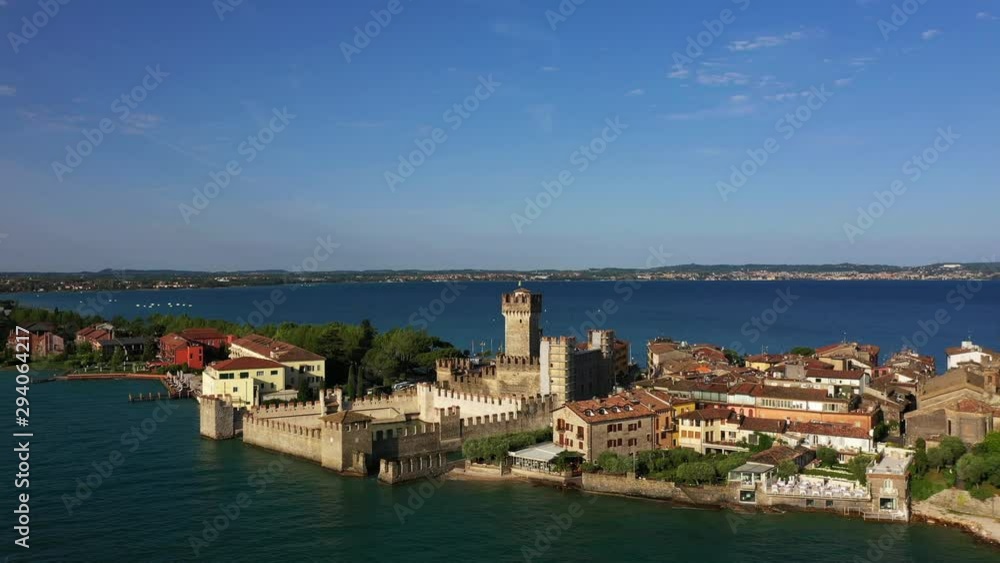 Aerial view of the city of Sirmione. Lake Garda Italy Aerial view of the city of Sirmione. Lake Garda Italy